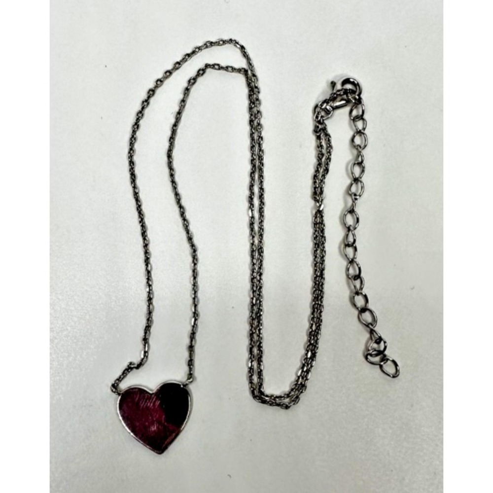 Sterling Silver Necklace Heart Charm Lightweight Links 15-17" Adjustable